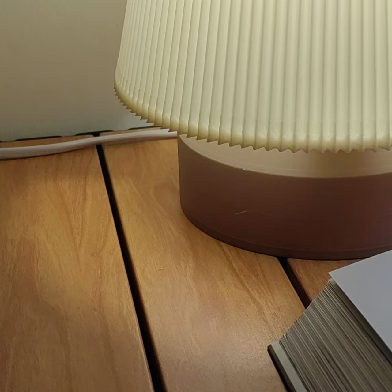 Eco-Friendly 3D Printed Nightstand Lamp - PLA Bioplastic, LED Bulb Included, Perfect for Bedside or Desk - Amber Wavy Lamp - retro lamp