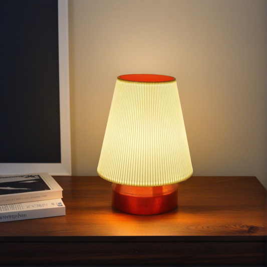Eco-Friendly 3D Printed Nightstand Lamp - PLA Bioplastic, LED Bulb Included, Perfect for Bedside or Desk - Amber Wavy Lamp - retro lamp