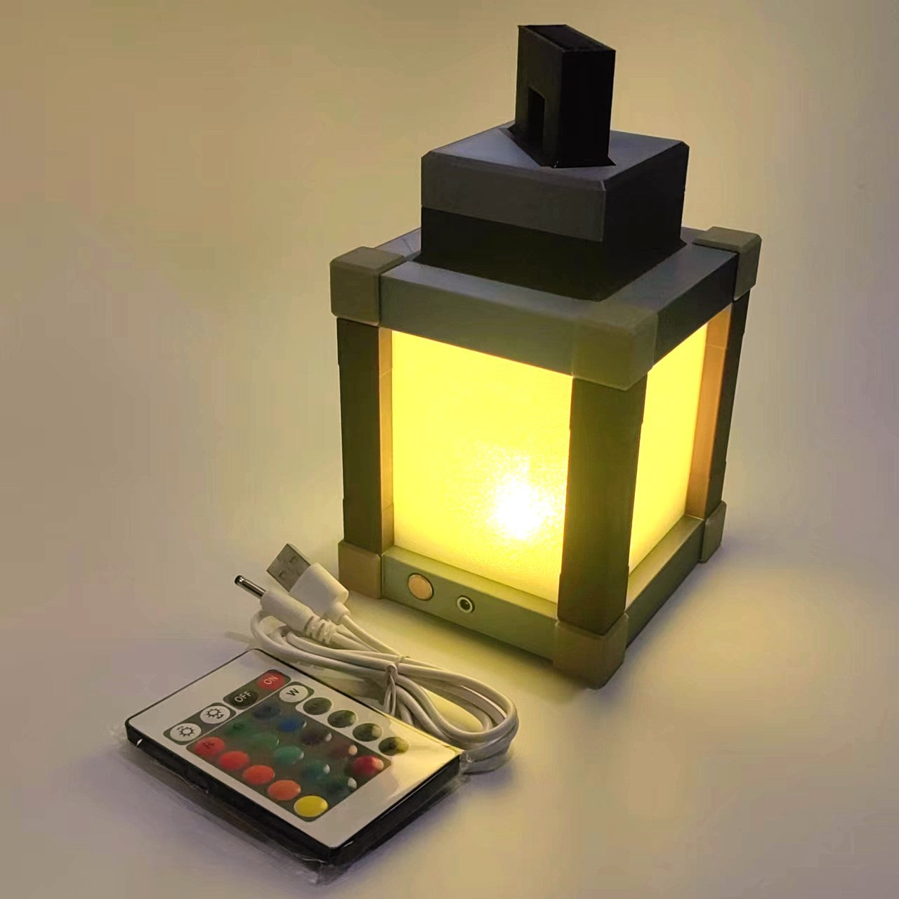 Minecraft Lantern Pixelated Night Light Lantern Chargeable & Bigger - Night Lamp Birthday Gift - Kids Bedroom Decoration - Gamer Room Decor