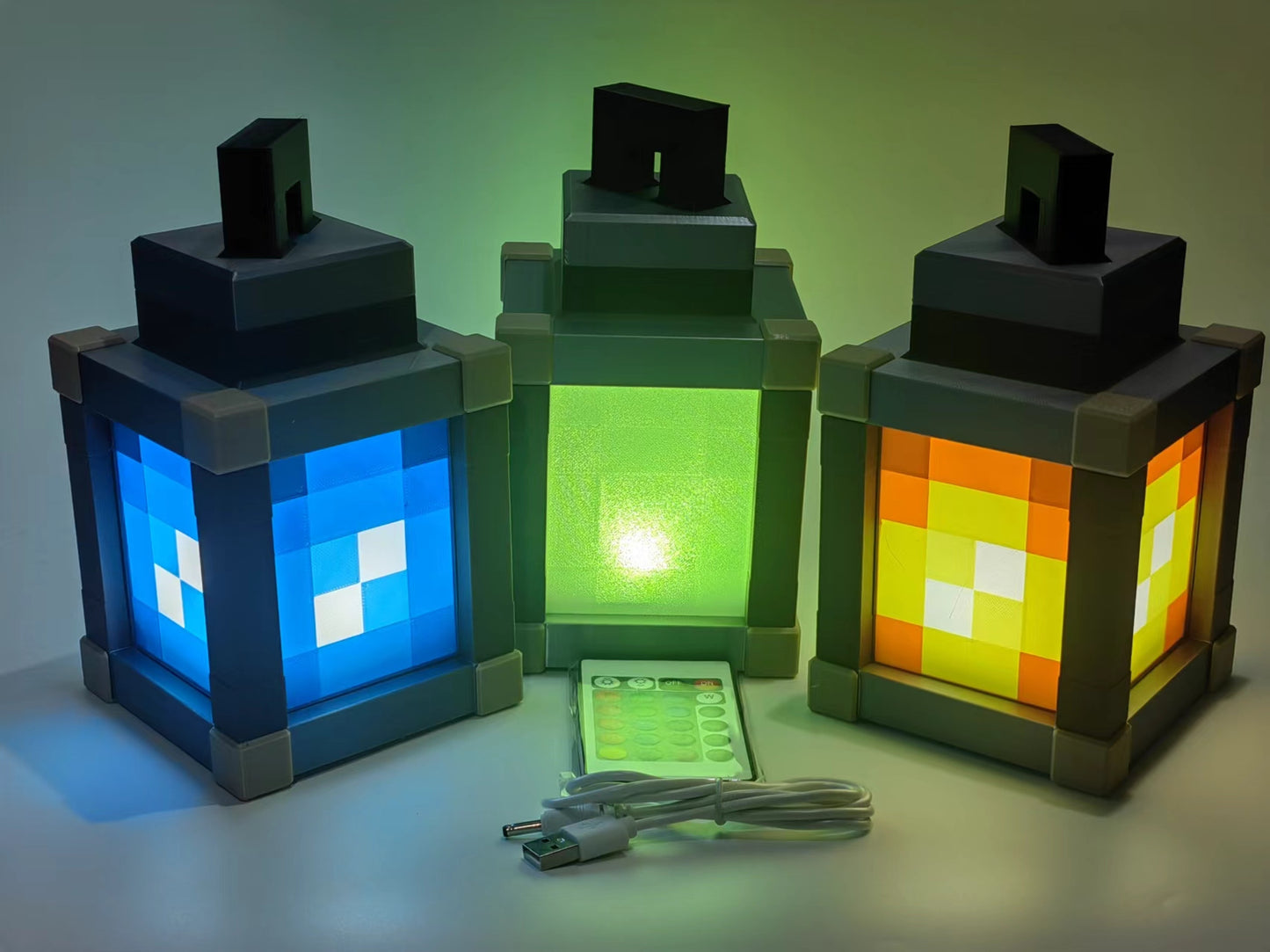 Minecraft Lantern Pixelated Night Light Lantern Chargeable & Bigger - Night Lamp Birthday Gift - Kids Bedroom Decoration - Gamer Room Decor