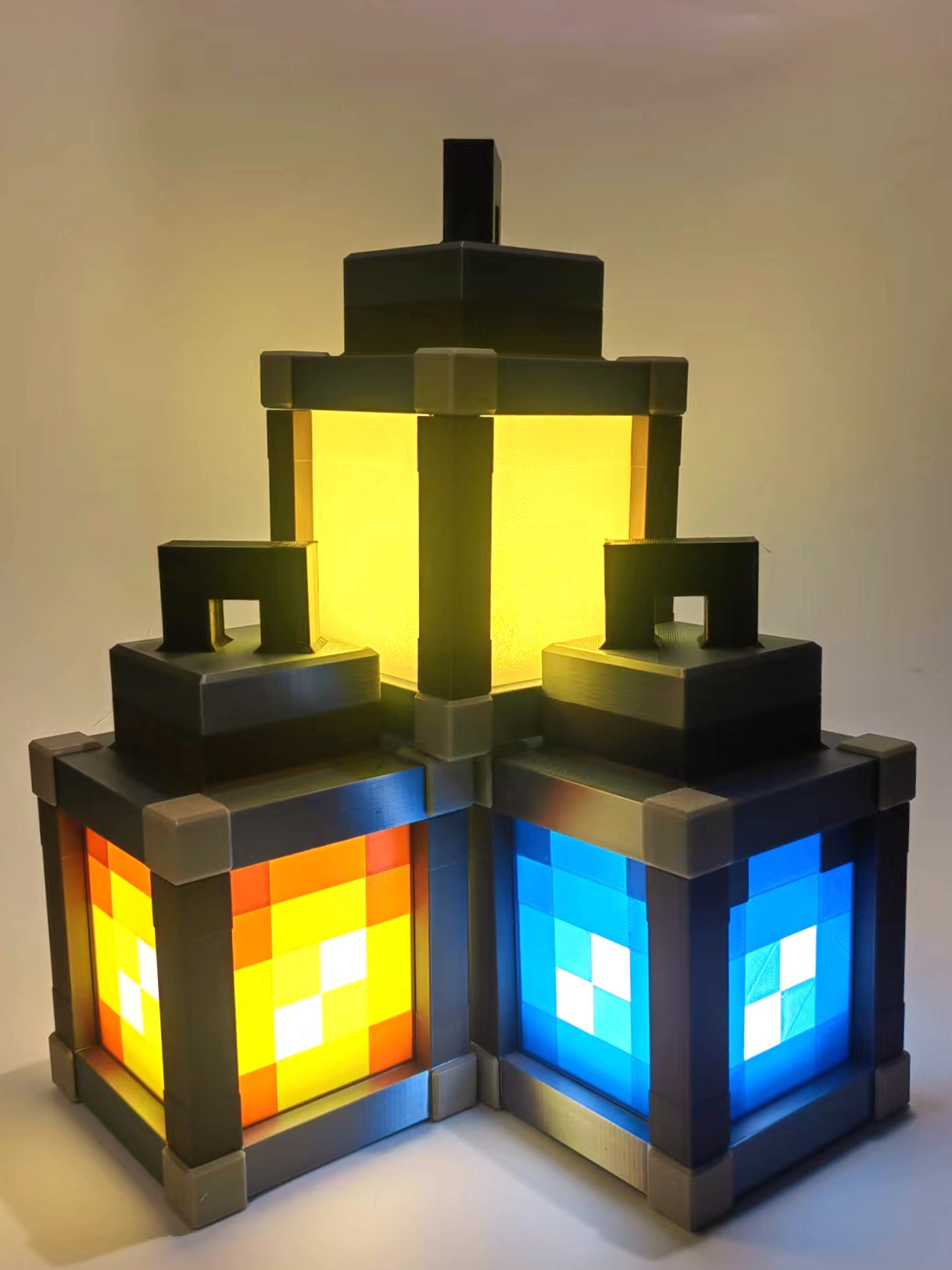 Minecraft Lantern Pixelated Night Light Lantern Chargeable & Bigger - Night Lamp Birthday Gift - Kids Bedroom Decoration - Gamer Room Decor