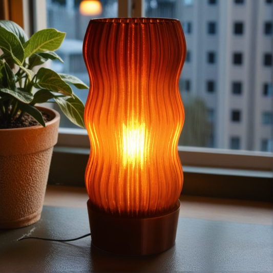 Wavy x AMBER table lamp_3d printed with 99% recycled plastic -  LED Lamp - LED bulbs include