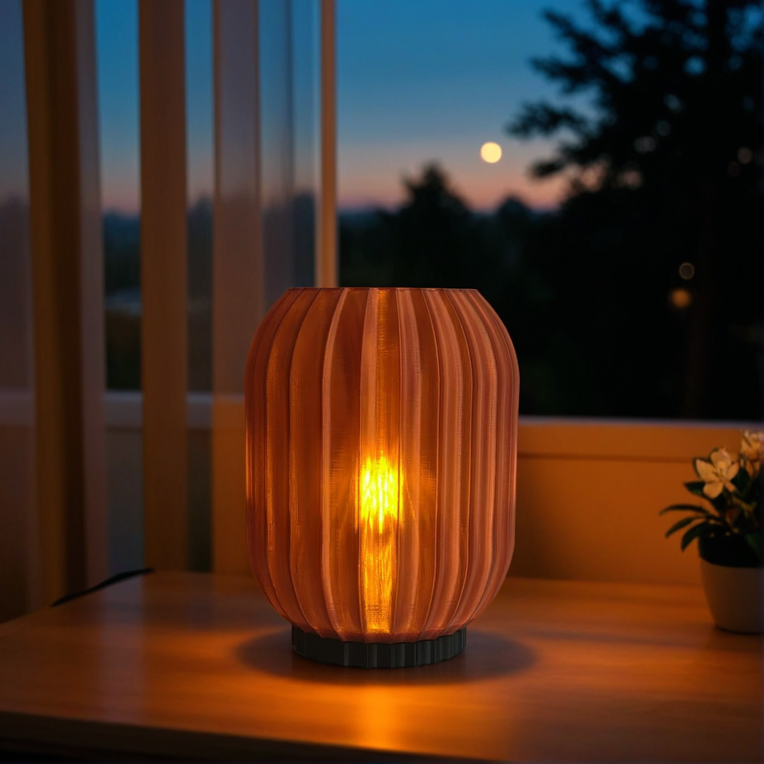 Lantern Essence Lamp: Japandi Table Lamp 3D-Printed Table Lamp