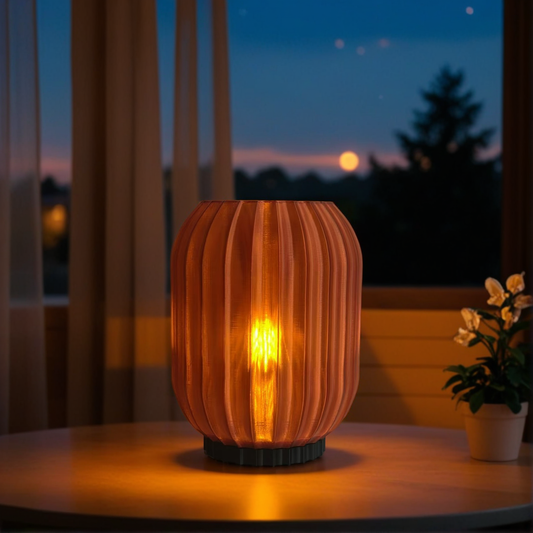 Lantern Essence Lamp: Japandi Table Lamp 3D-Printed Table Lamp