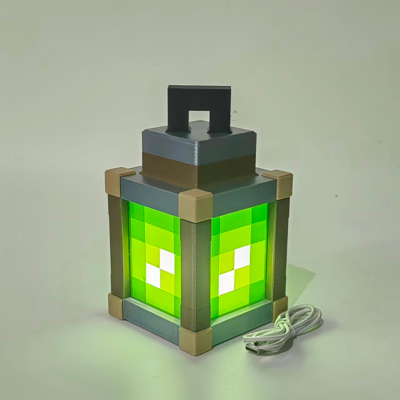 Minecraft Lantern Pixelated Night Light Lantern Chargeable & Bigger - Night Lamp Birthday Gift - Kids Bedroom Decoration - Gamer Room Decor