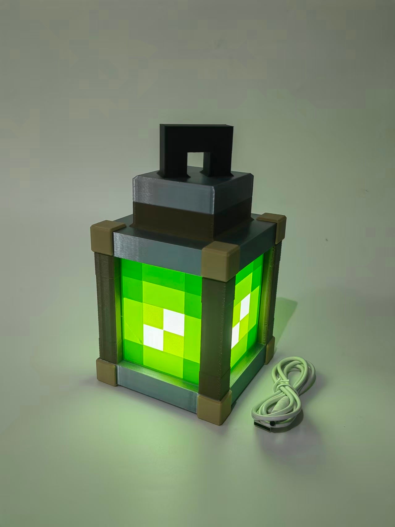 Minecraft Lantern Pixelated Night Light Lantern Chargeable & Bigger - Night Lamp Birthday Gift - Kids Bedroom Decoration - Gamer Room Decor