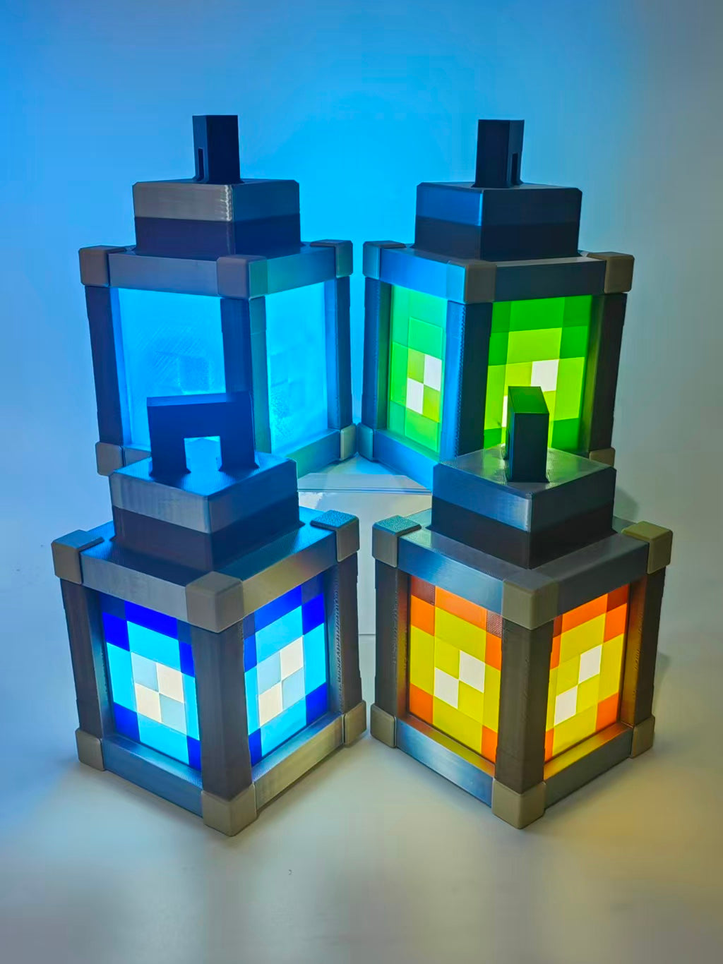 Minecraft Lantern Pixelated Night Light Lantern Chargeable & Bigger - Night Lamp Birthday Gift - Kids Bedroom Decoration - Gamer Room Decor