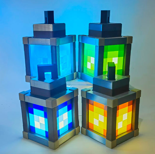 Minecraft Lantern Pixelated Night Light Lantern Chargeable & Bigger - Night Lamp Birthday Gift - Kids Bedroom Decoration - Gamer Room Decor