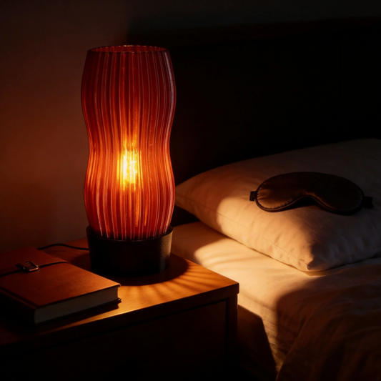 Amber Wavy Table Lamp: 3D Printed Recycled Plastic LED Lamp