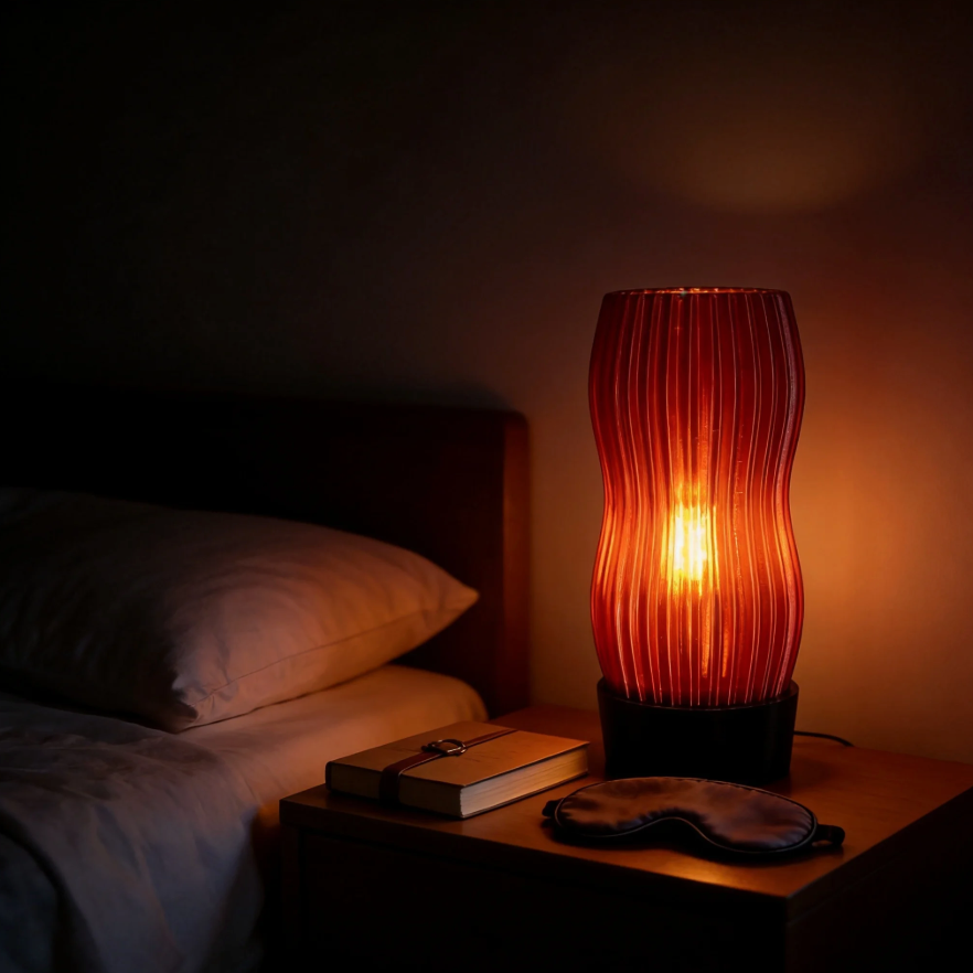 Amber Wavy Table Lamp: 3D Printed Recycled Plastic LED Lamp