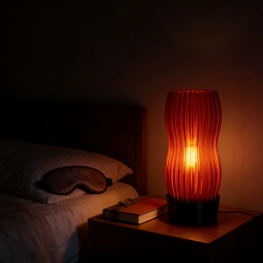 Amber Wavy Table Lamp: 3D Printed Recycled Plastic LED Lamp