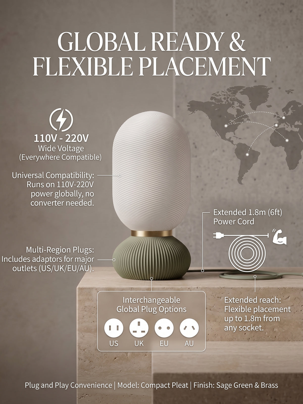 Onde Sculptural Table Lamp, 3D Printed Bedside Nightstand Light, Modern Touch Sensor Lamp with Brass Ring, Warm Ambient Home Decor Gift