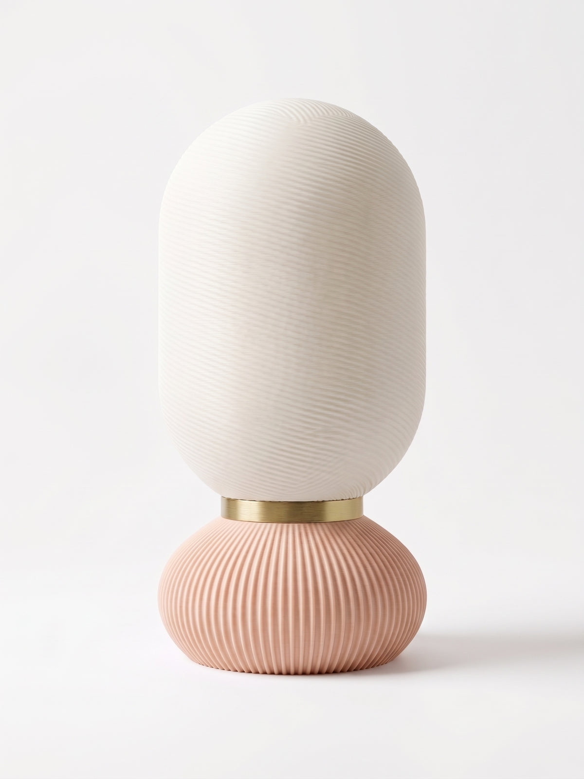 Onde Sculptural Table Lamp, 3D Printed Bedside Nightstand Light, Modern Touch Sensor Lamp with Brass Ring, Warm Ambient Home Decor Gift