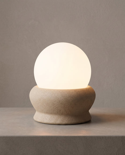 Lunaterra Sculptural Lamp | 3D Printed Matte Clay Table Light, Universal Voltage & Plugs, Wabi Sabi Bedside Night Light, Aesthetic Room Decor
