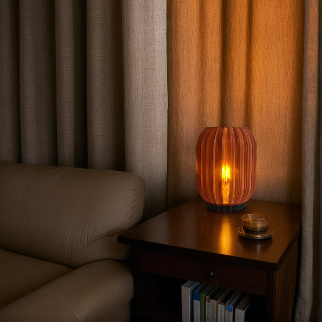 Lantern Essence Lamp: Japandi Table Lamp 3D-Printed Table Lamp