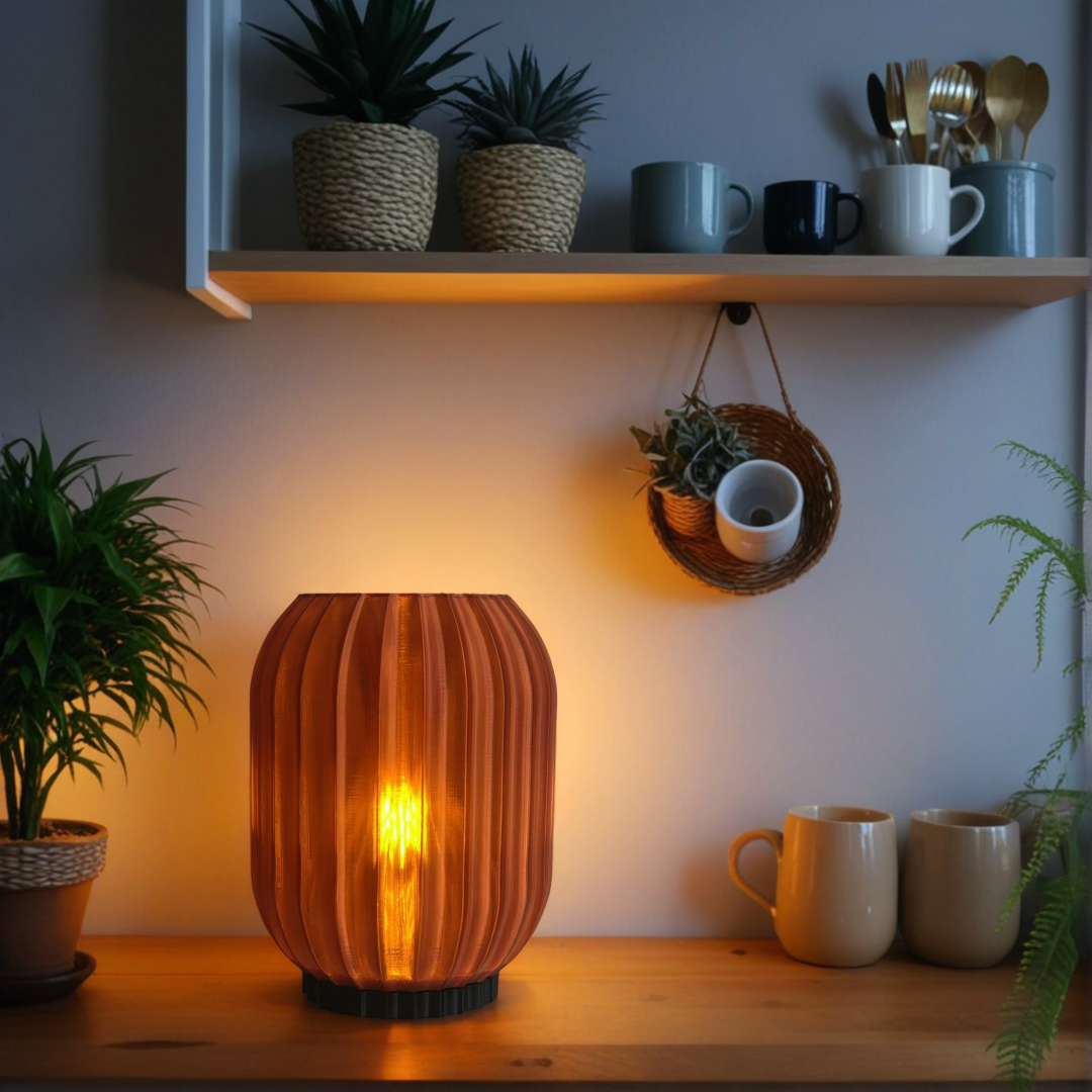 Lantern Essence Lamp: Japandi Table Lamp 3D-Printed Table Lamp