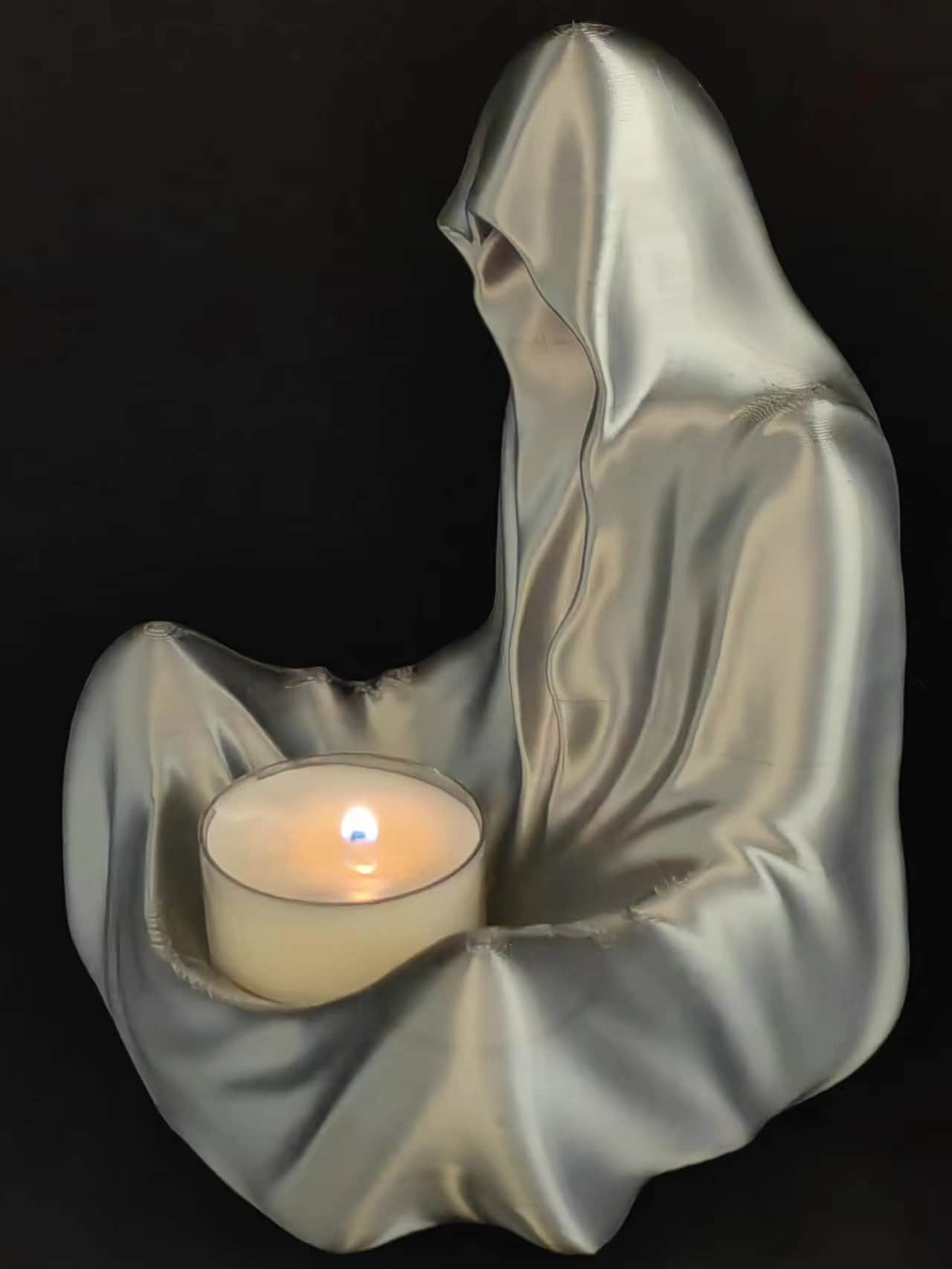 Ghost Candle Holder available in multiple colors with accompanying Yellow LED Candle