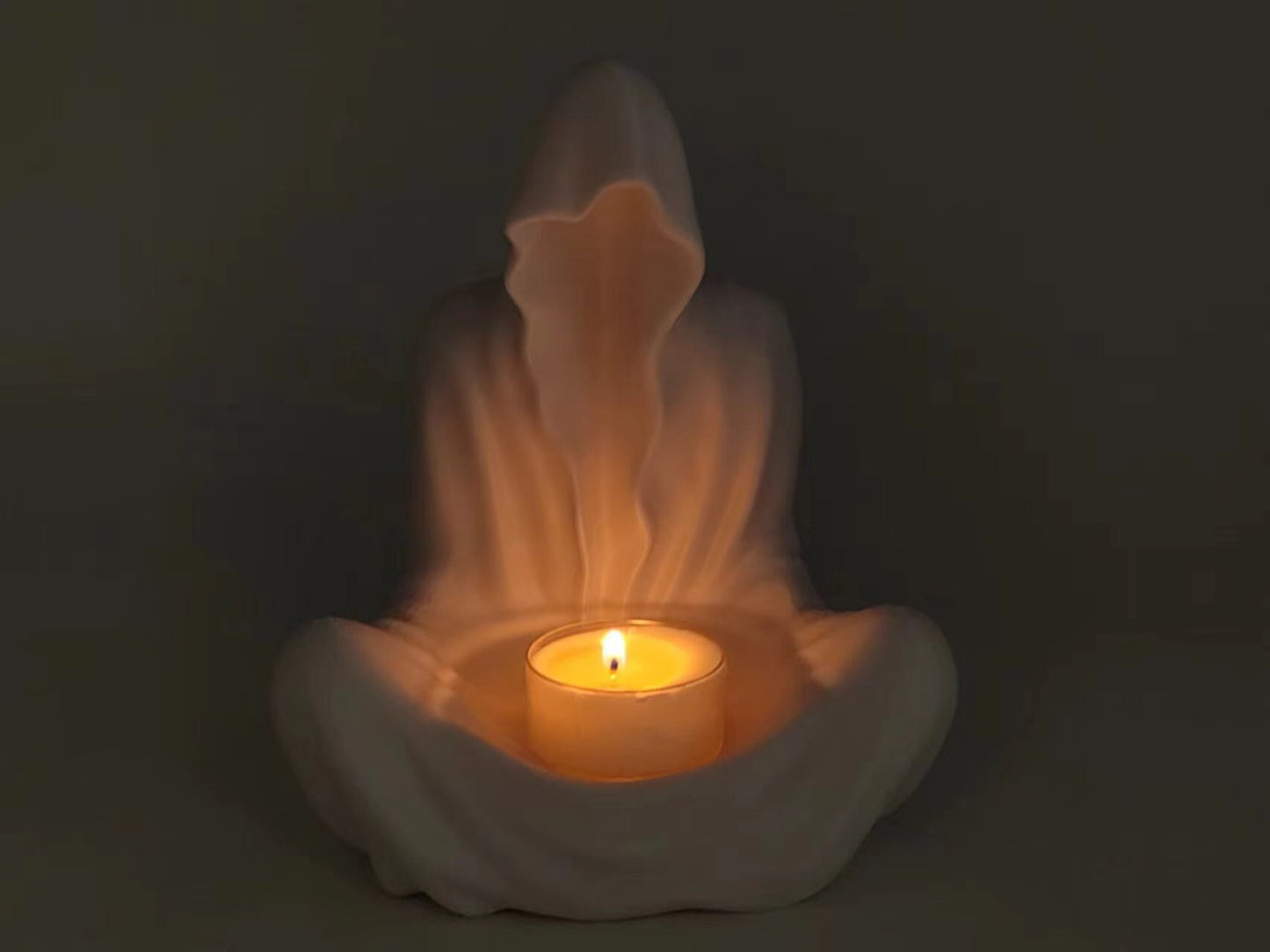 Ghost Candle Holder available in multiple colors with accompanying Yellow LED Candle