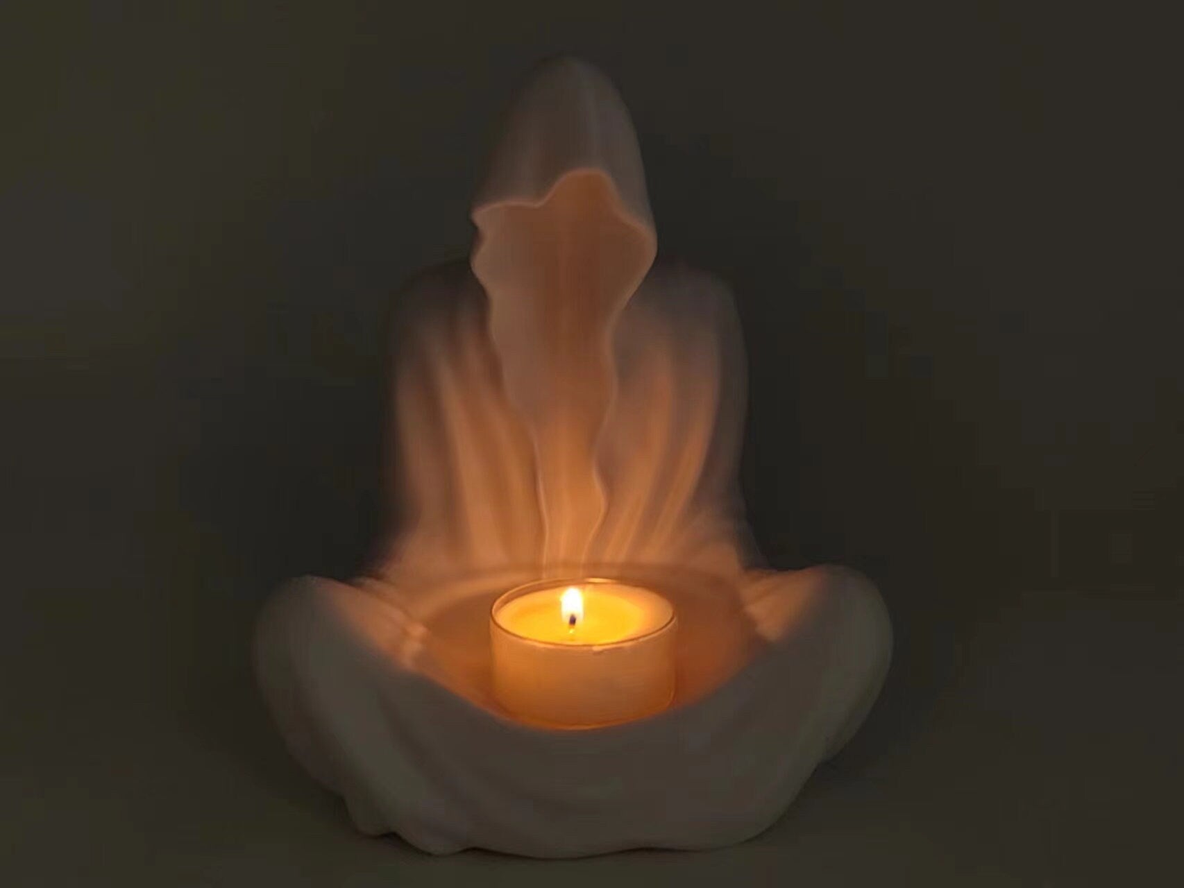 Ghost Candle Holder available in multiple colors with accompanying Yellow LED Candle