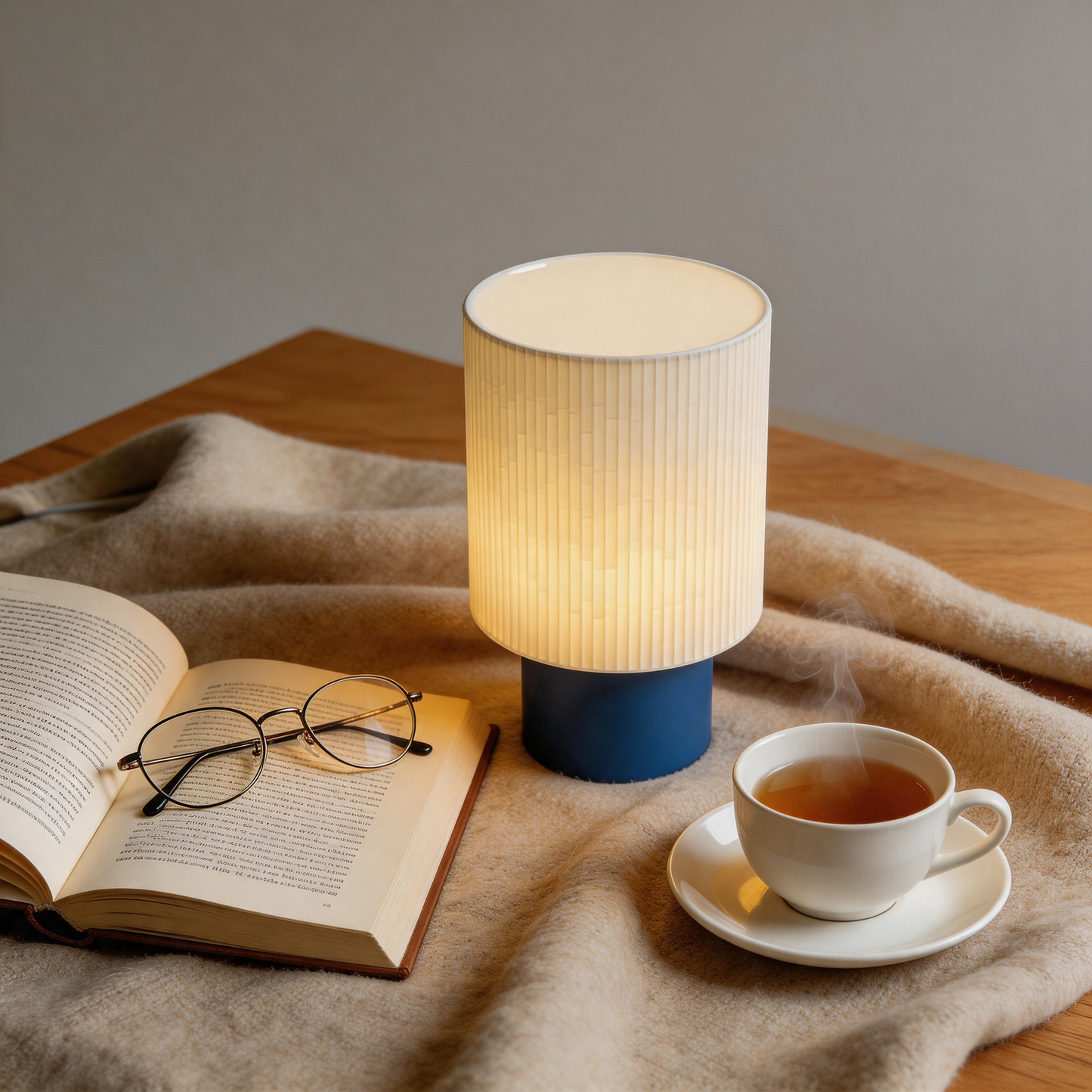 Lampada da tavolo moderna con effetto luce a gradiente e colori della base personalizzabili con lampadina