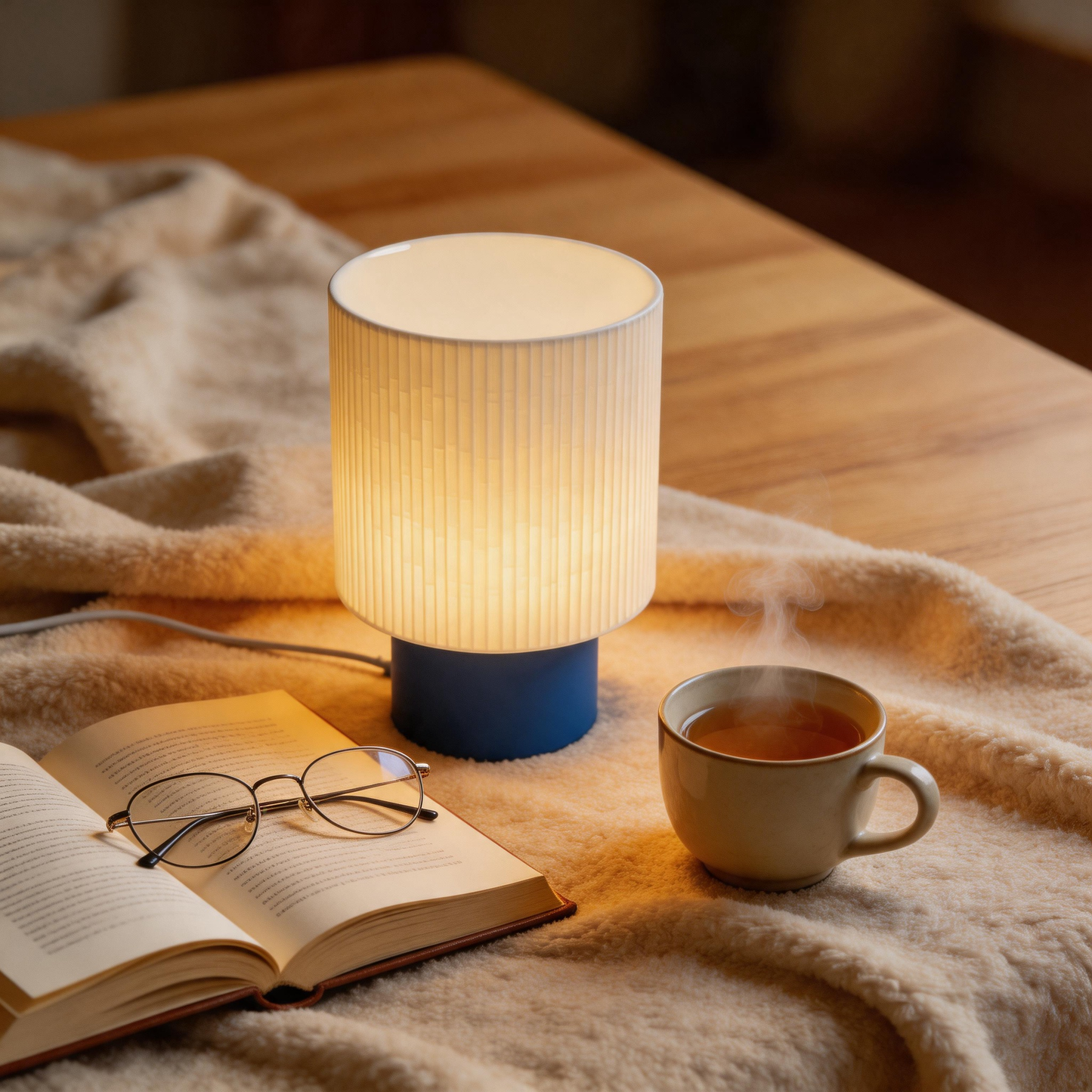 Lampada da tavolo moderna con effetto luce a gradiente e colori della base personalizzabili con lampadina